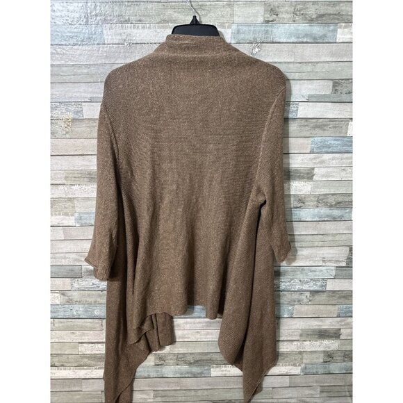 Women’s J.Jill Cardigan Linen blend Asymmetrical Brown Size Large - Picture 16 of 16